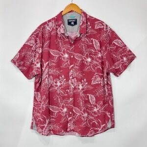 Seapointe Hawaiian Shirt Men‎ XXL Pink Floral Tropical Button Up Beach Resort